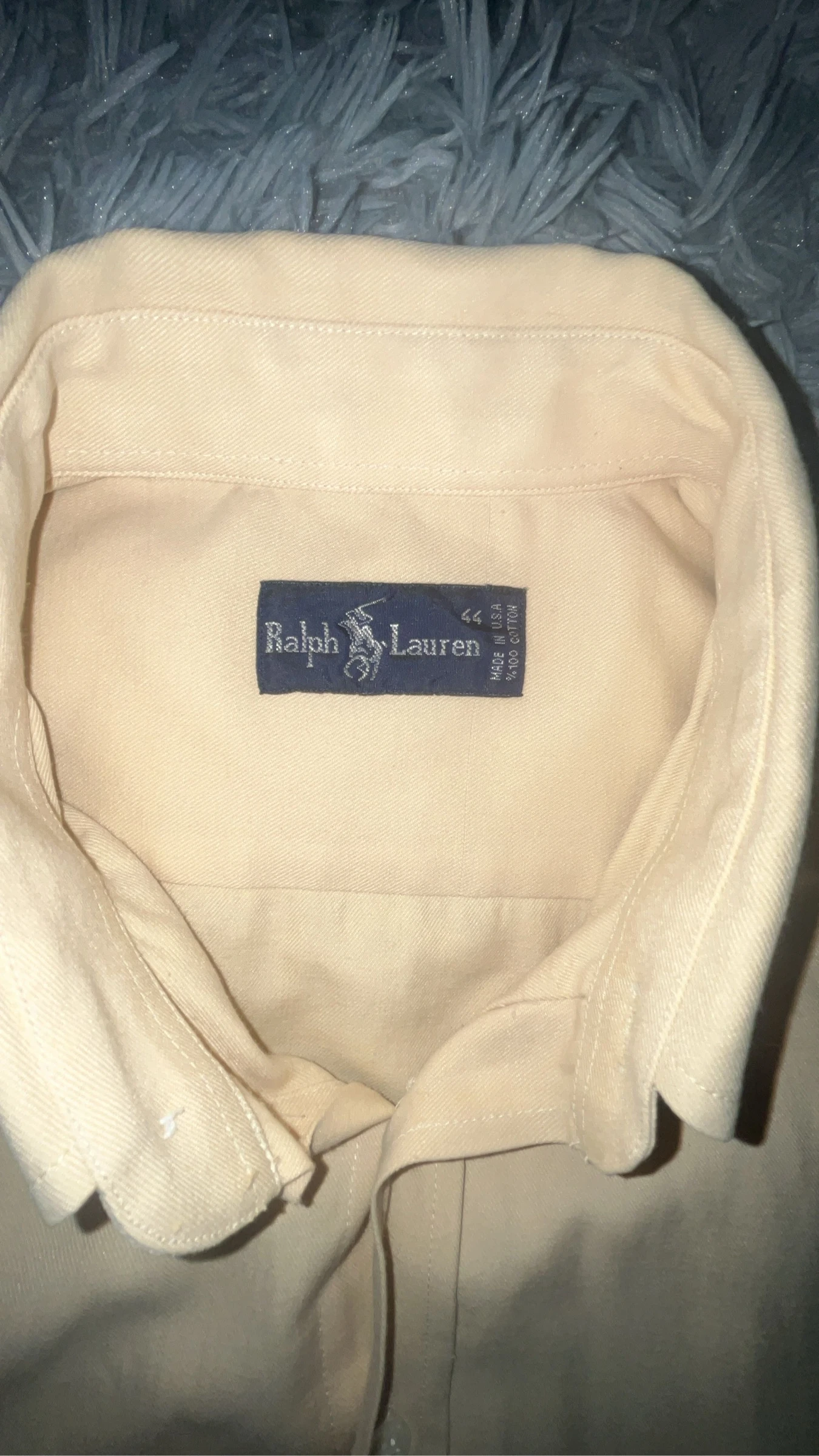 Vintage 90s Ralph Lauren Shirt Made in USA – Pale Yellow / Cream – Size XL (44) – photo 3